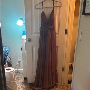 Purple Pleated Maxi Gown for Wedding Guest